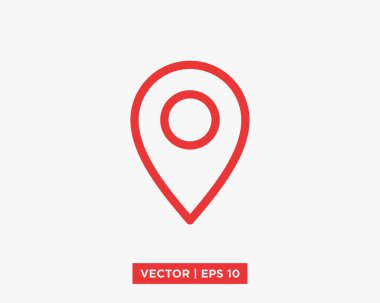 Pin Simgesi Düz Vektör Çizim Tasarım Şablonu