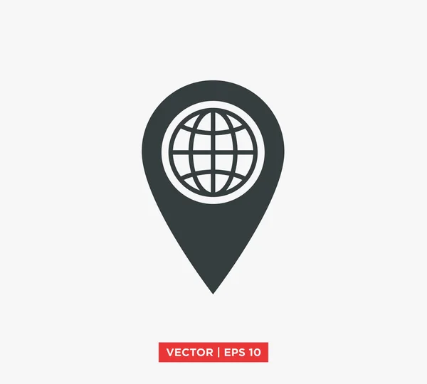 Globe Pointer Ubicación Icono Vector Ilustración — Vector de stock