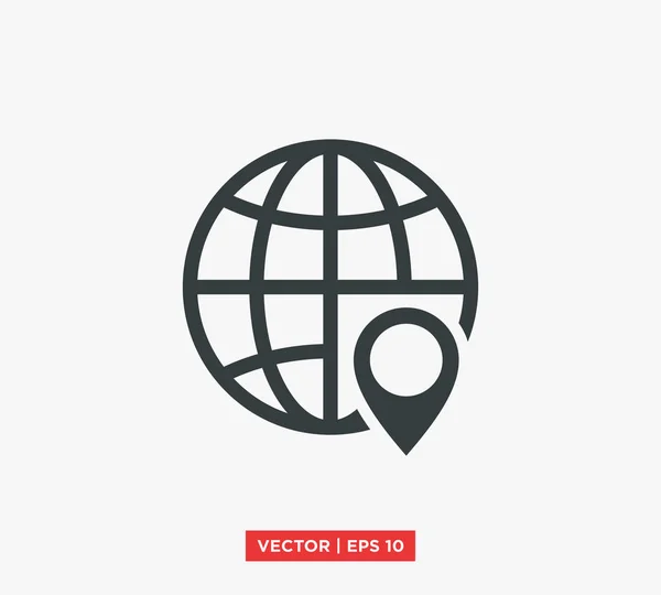 Globus Zeiger Standort Symbol Vektor Illustration — Stockvektor