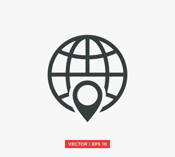 Globe Pointer Emplacement Icône Illustration vectorielle — Image vectorielle