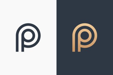 Mektup P Logo Şablon Tasarım Vektör İllüstrasyon