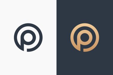 Mektup P Logo Şablon Tasarım Vektör İllüstrasyon