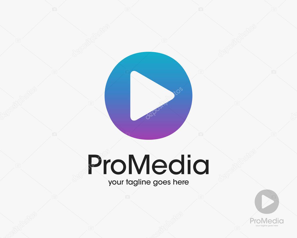 Play Media Logo Design Vector Illustration