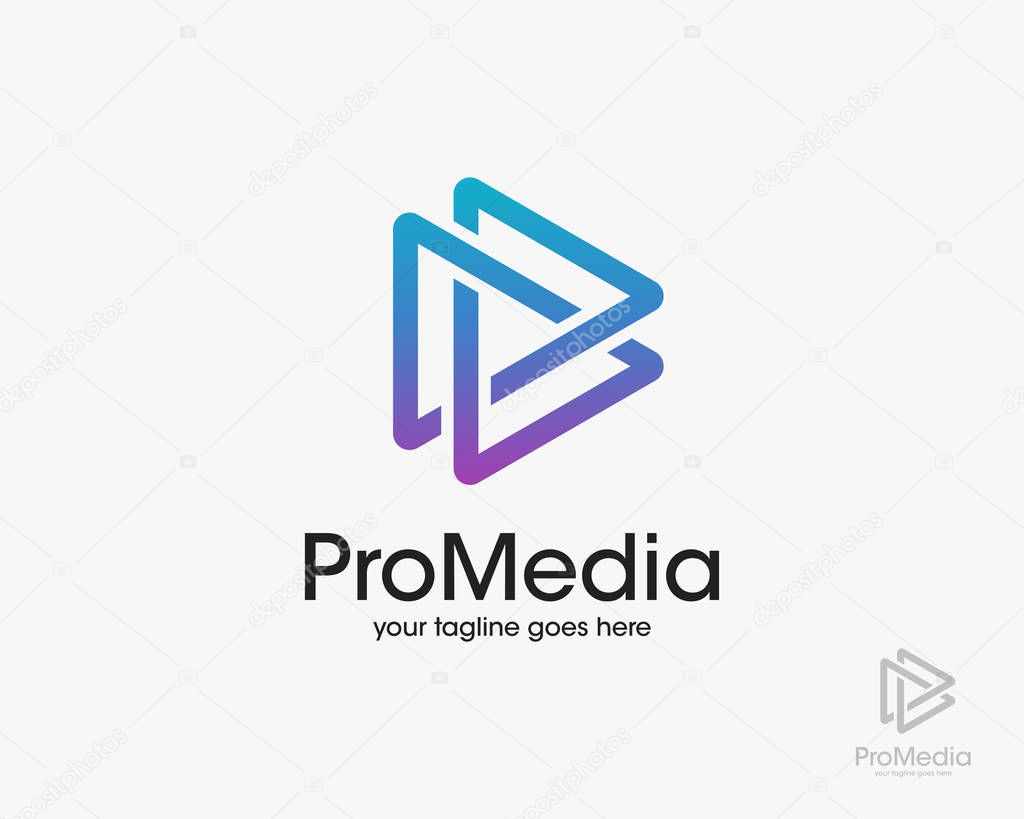 Play Media Logo Design Vector Illustration