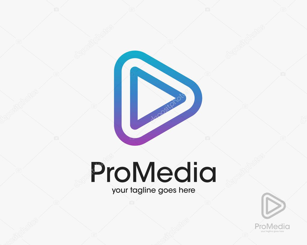 Play Media Logo Design Vector Illustration