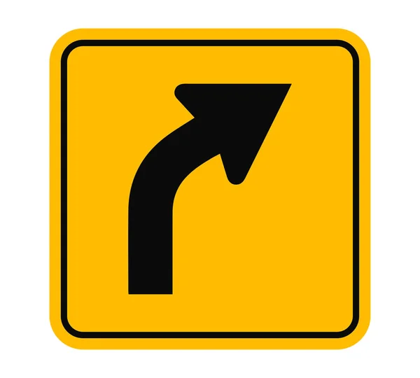 Vire à direita em frente sinal de trânsito Vector Ilustração — Vetor de Stock