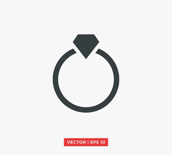 Anillos de boda de diamantes Icono Vector Ilustración — Vector de stock