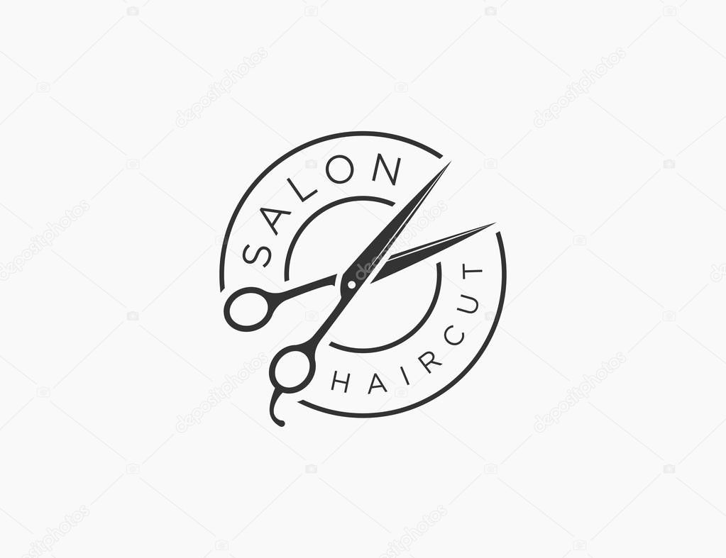 Salon Haircut Logo Template Design Vector — Stock Vector ...