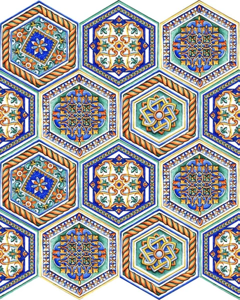 Ornament Italian Tile Majolica Seamless Pattern — Stock Photo, Image