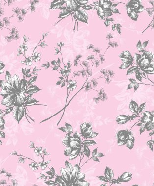 Çiçek vektör süs, elle çizilmiş, tazelik, bahar, grafik, duvar kağıdı