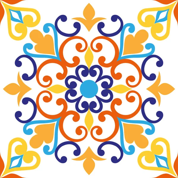 Ornament Italian Tiles Majolica Seamless — Stock Vector