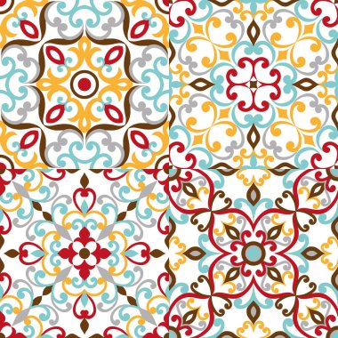İtalyan kiremit, majolica, dikişsiz desen süs. Vektör