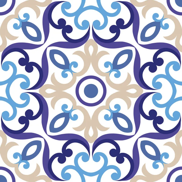 Ornamento Azulejo Italiano Majólica Padrão Sem Costura Vetor — Vetor de Stock