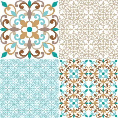 İtalyan kiremit, majolica, dikişsiz desen süs. Vektör