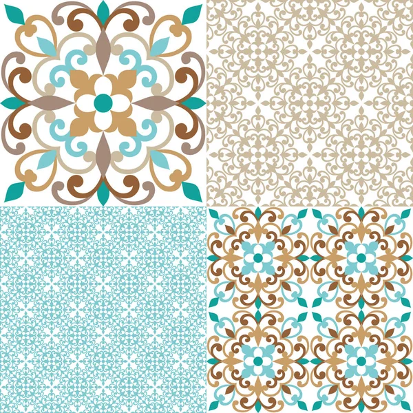 İtalyan kiremit, majolica, dikişsiz desen süs. Vektör