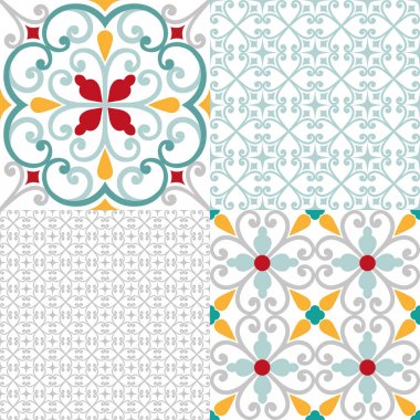 İtalyan kiremit, majolica, dikişsiz desen süs. Vektör