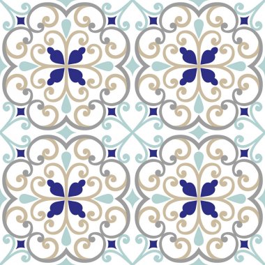 İtalyan kiremit, majolica, dikişsiz desen süs. Vektör