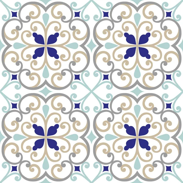 Ornamento Azulejo Italiano Majólica Padrão Sem Costura Vetor — Vetor de Stock