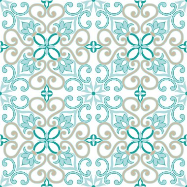 İtalyan kiremit üzerinde güzel renkli süs, dikişsiz desen