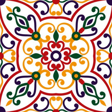 İtalyan kiremit üzerinde güzel renkli süs, dikişsiz desen