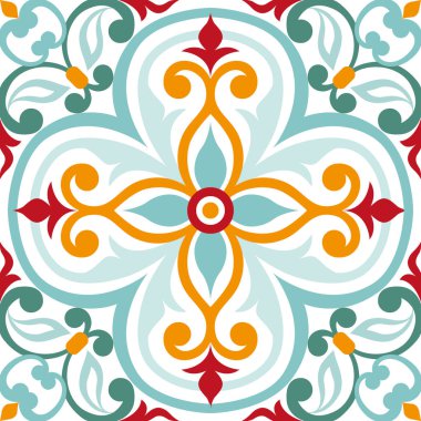 İtalyan kiremit üzerinde güzel renkli süs, dikişsiz desen