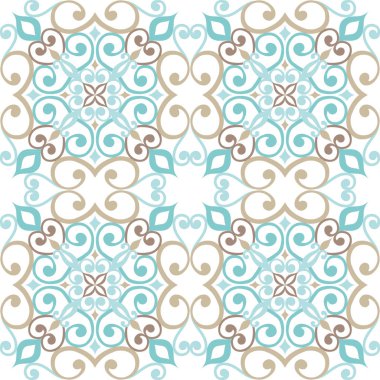 İtalyan kiremit üzerinde güzel renkli süs, dikişsiz desen