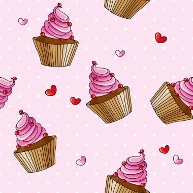 Vektör süsü, tatlılar, pembe, özet