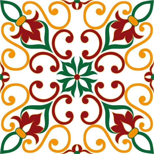 Beautiful Colorful Ornament Italian Tile Seamless Pattern — Stock Vector