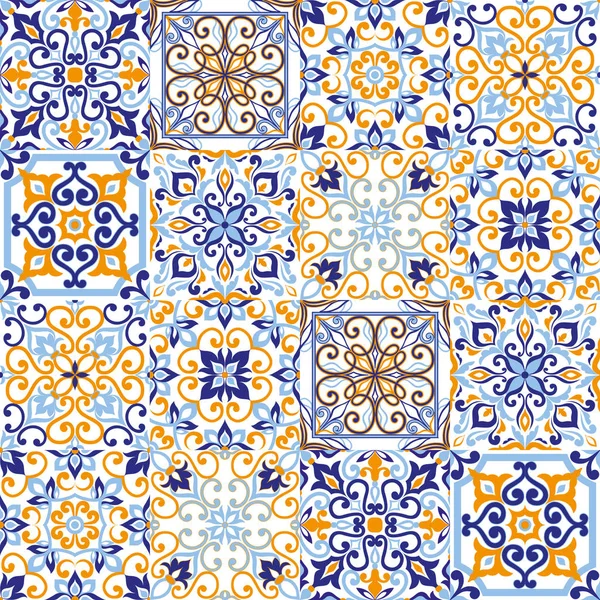 Beautiful Colorful Ornament Italian Tile Seamless Pattern — Stock Vector