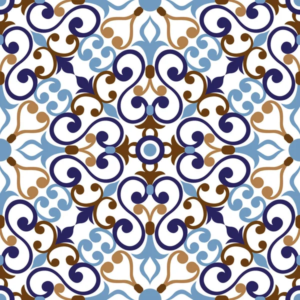 Magnifique Ornement Coloré Sur Tuile Italienne Motif Sans Couture — Image vectorielle