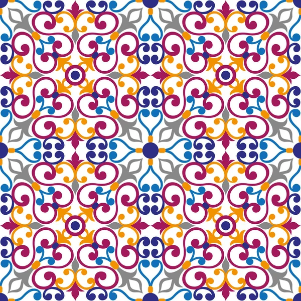 Magnifique Ornement Coloré Sur Tuile Italienne Motif Sans Couture — Image vectorielle