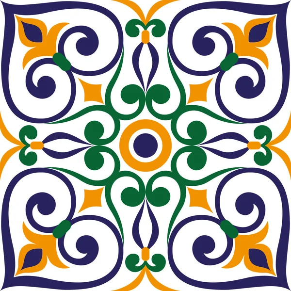 意大利瓷砖上美丽的五颜六色的装饰 无缝的图案 — 图库矢量图片