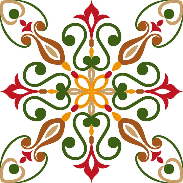 Beautiful Colorful Ornament Italian Tile Seamless Pattern — Stock Vector