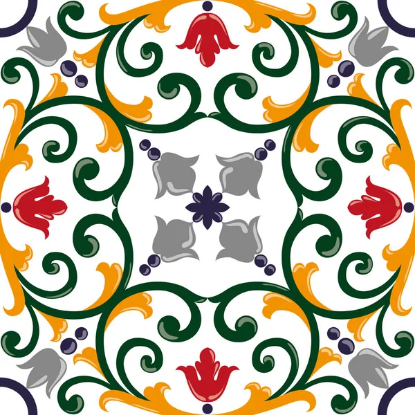 Bellissimo Ornamento Colorato Piastrelle Italiane Modello Senza Cuciture — Vettoriale Stock