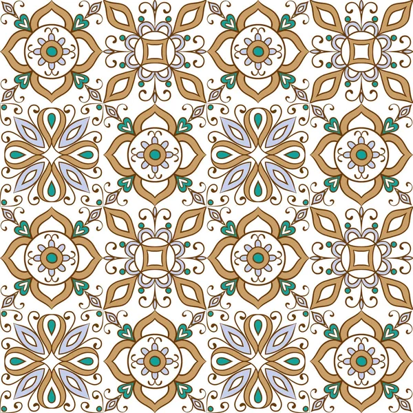 Beautiful Colorful Ornament Italian Tile Seamless Pattern — Stock Vector