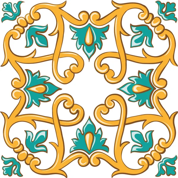 Beautiful Colorful Ornament Italian Tile Seamless Pattern — Stock Vector