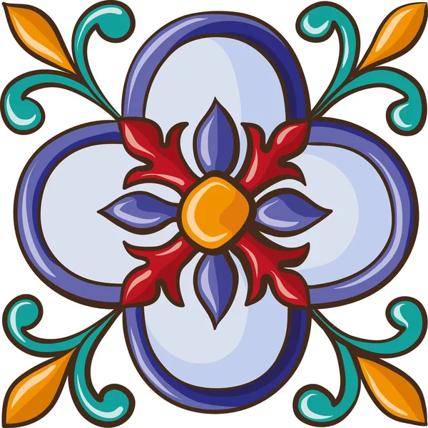 Beautiful Colorful Ornament Italian Tile Seamless Pattern — Stock Vector