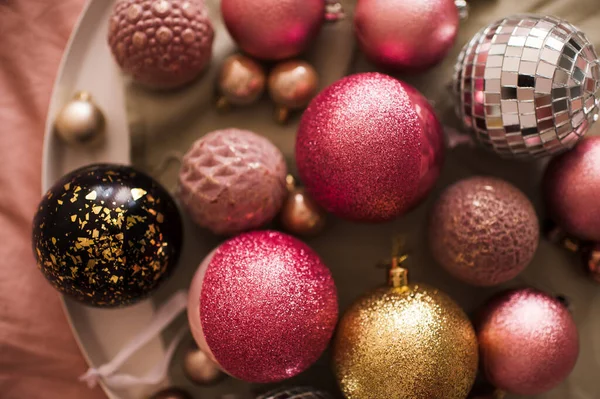 Noel balosu dekorasyonları yakın plan. Üst Manzara. Kış tatili. 