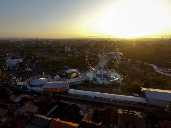 Yogyakarta Indonésia Abril 2020 Roda Gigante Roda Grande Yogyakarta Crepúsculo — Fotografia de Stock