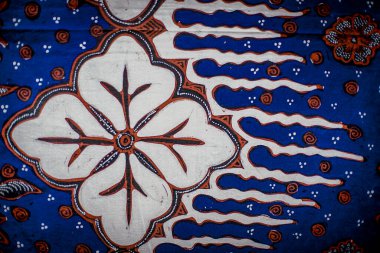 Surakarta, Endonezya - 7 Ağustos 2020: Kumaşın batik arka planı. Batik Tulis çizimi