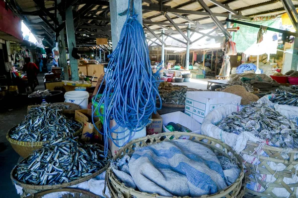 Gros Plan Sur Vente Anchois Sur Marché — Photo