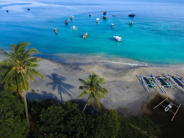 Indonesia June 2020 Tropical Island White Sandy Beach Blue Transparent — Stock Photo, Image