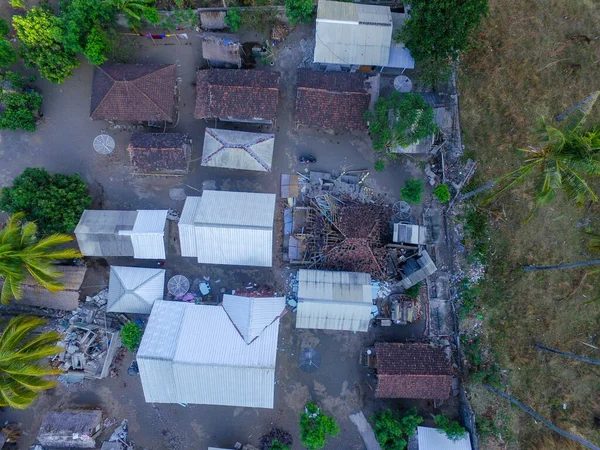 Lombok Indonesia June 2020 Aerial Vie Condition Earthquake Lombok Mosque — Stock Photo, Image