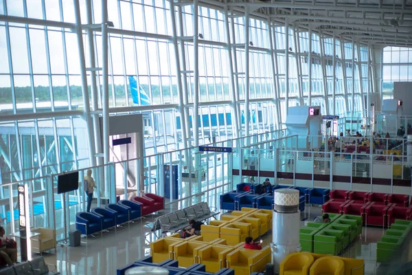 Indonesia Junio 2020 Airport New Normal Sala Espera Pasajero — Foto de Stock