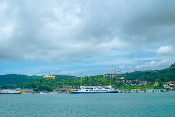 Березня 2018 Lampung Індонезія Ferry Boat Chanchored Bakahueni Lampung Стокове Фото