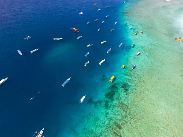 stock image Aerial summer beach holiday, Paradise tropical hidden isolated sandy Beach