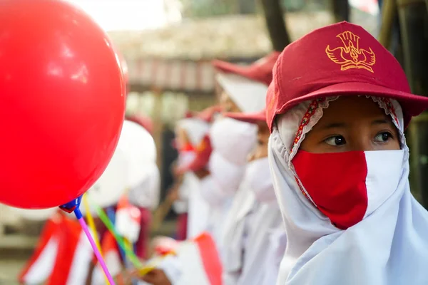 Indonézia Augusztus 2020 Potrait Indonéz Diák Indonézia Függetlenségi Nap Ünneplés — Stock Fotó
