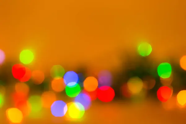 Bokeh Sfondo Arancione Orizzontale Sfocato Con Luci Luminose Rotonde Arredamento — Foto Stock