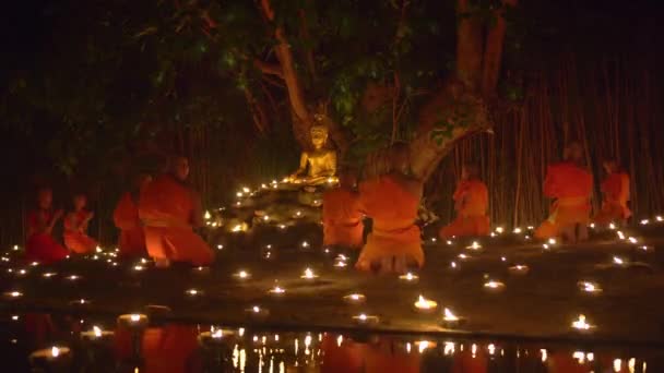 Náboženské Rituály Buddhistické Asalha Bucha Den Wat Pan Tao Chiang — Stock video