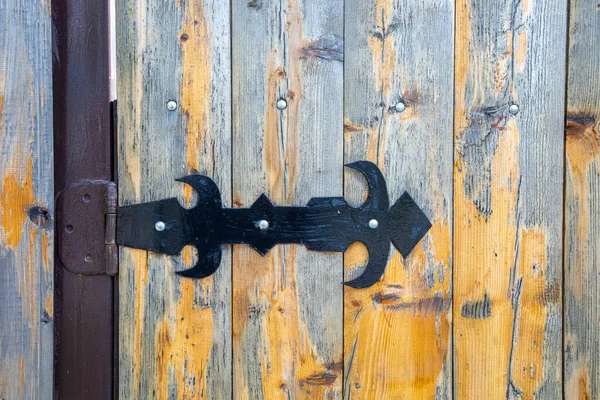 Dobradiça Vintage Uma Porta Madeira Uma Casa Velha Abandonada — Fotografia de Stock